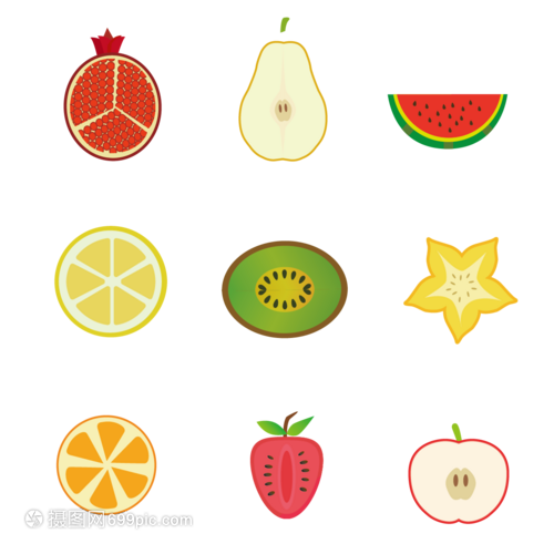 AI矢量图可爱卡通水果类元素斜面水果元素